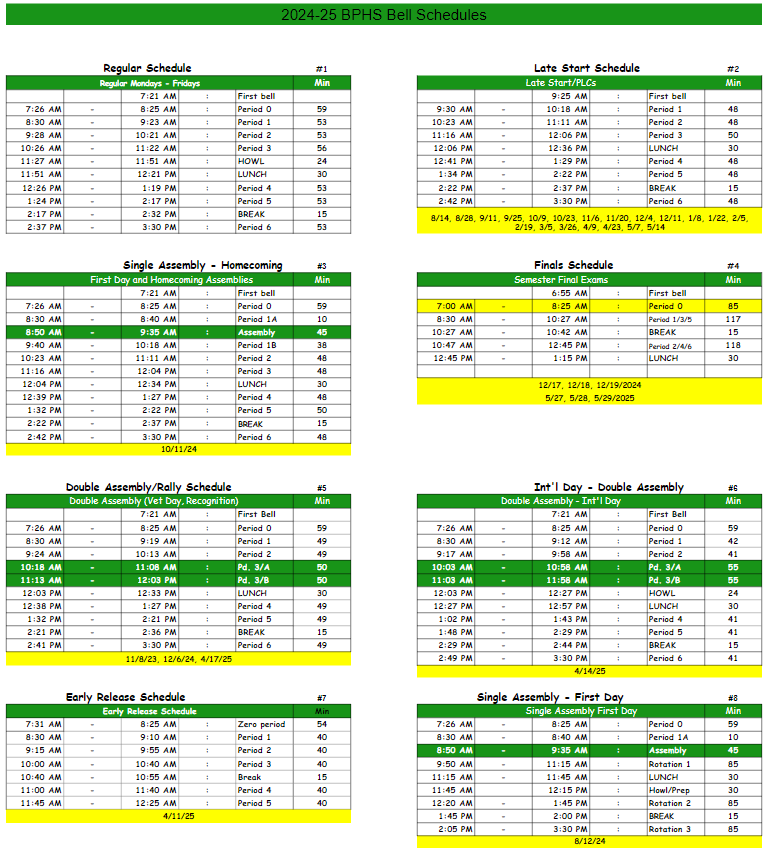 bell schedule